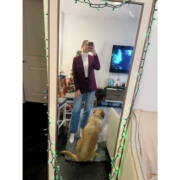 ENDLESS ROSE Purple Crepe Front Button Closure Jacket Blazer Size Medium - Picture 14 of 15